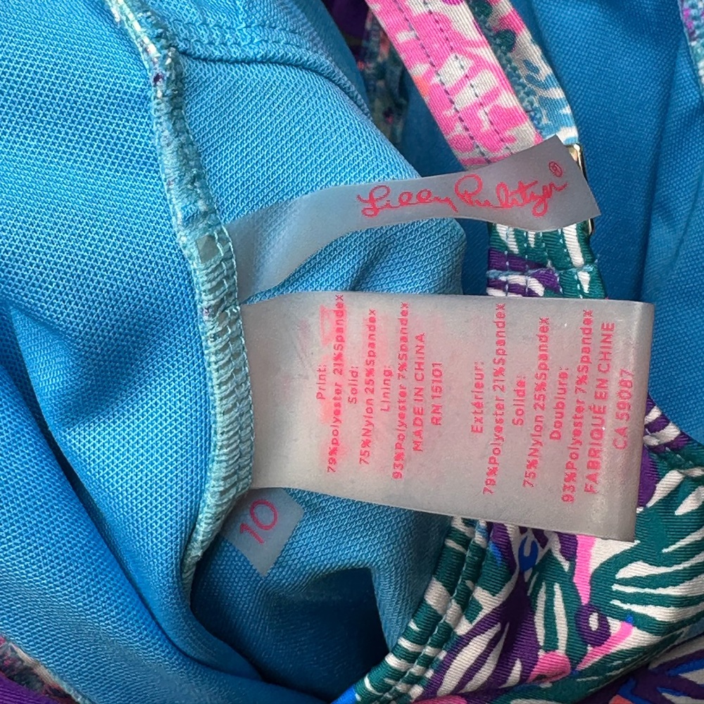 Lilly Pulitzer Blue, Purple & Pink Floral Lace-Up One-Piece Swimsuit EUC - Picture 3 of 4